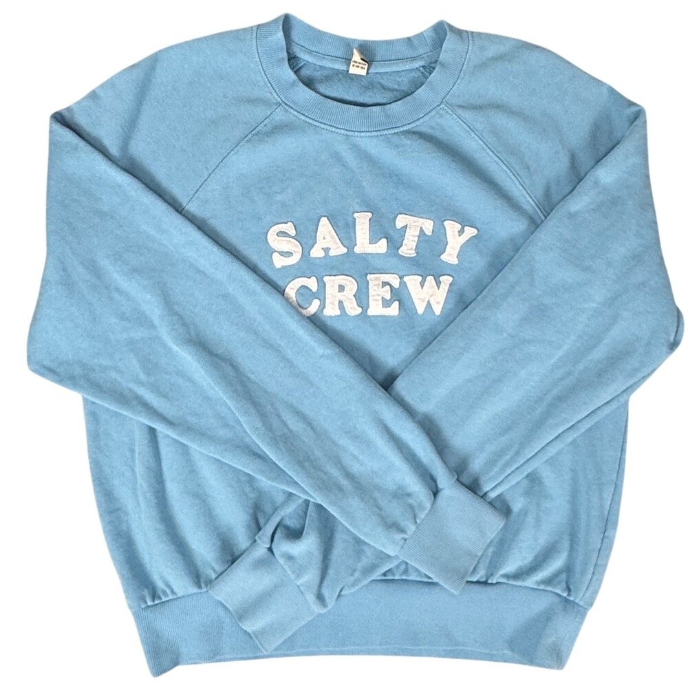 Salty Crew Women's First Mate Crewneck Pullover Sweatshirt Blue Logo M - Picture 2 of 9